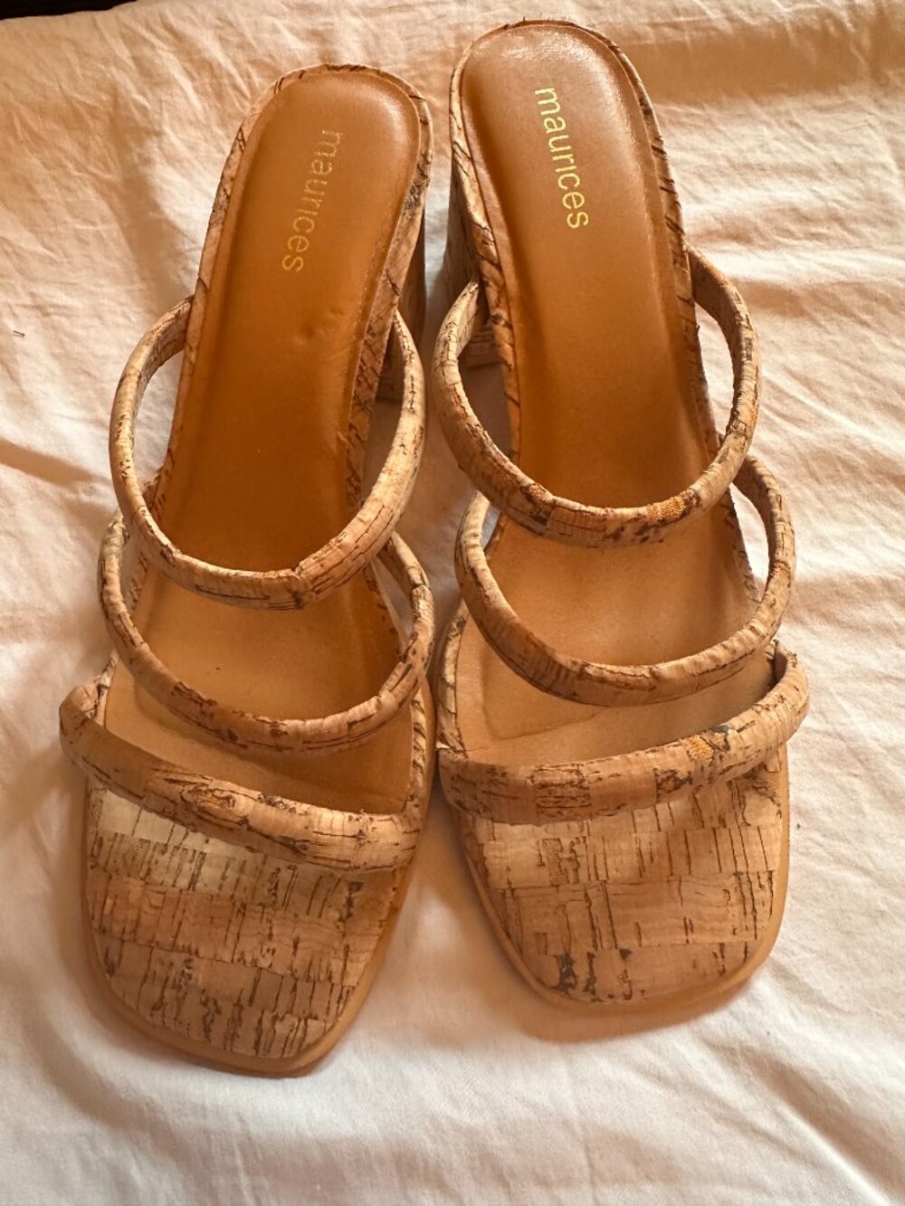 Maurices cork strappy slides size 8